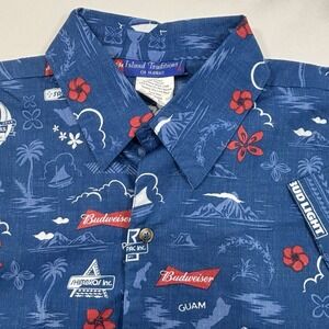 Island Traditions of Hawaii Men's Hawaiian Shirt Bud Light Diamond Head Hook HTF